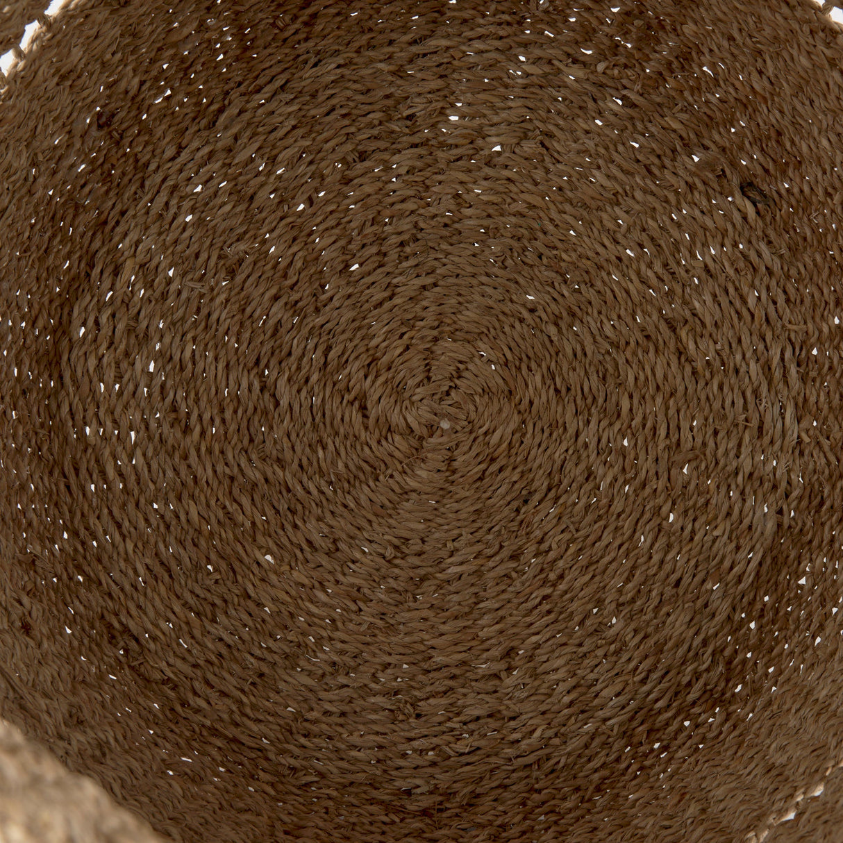 Hayes (Set of 2) Medium Brown Seagrass Round Basket with Stripe Pattern by Mercana at Eve Furniture
