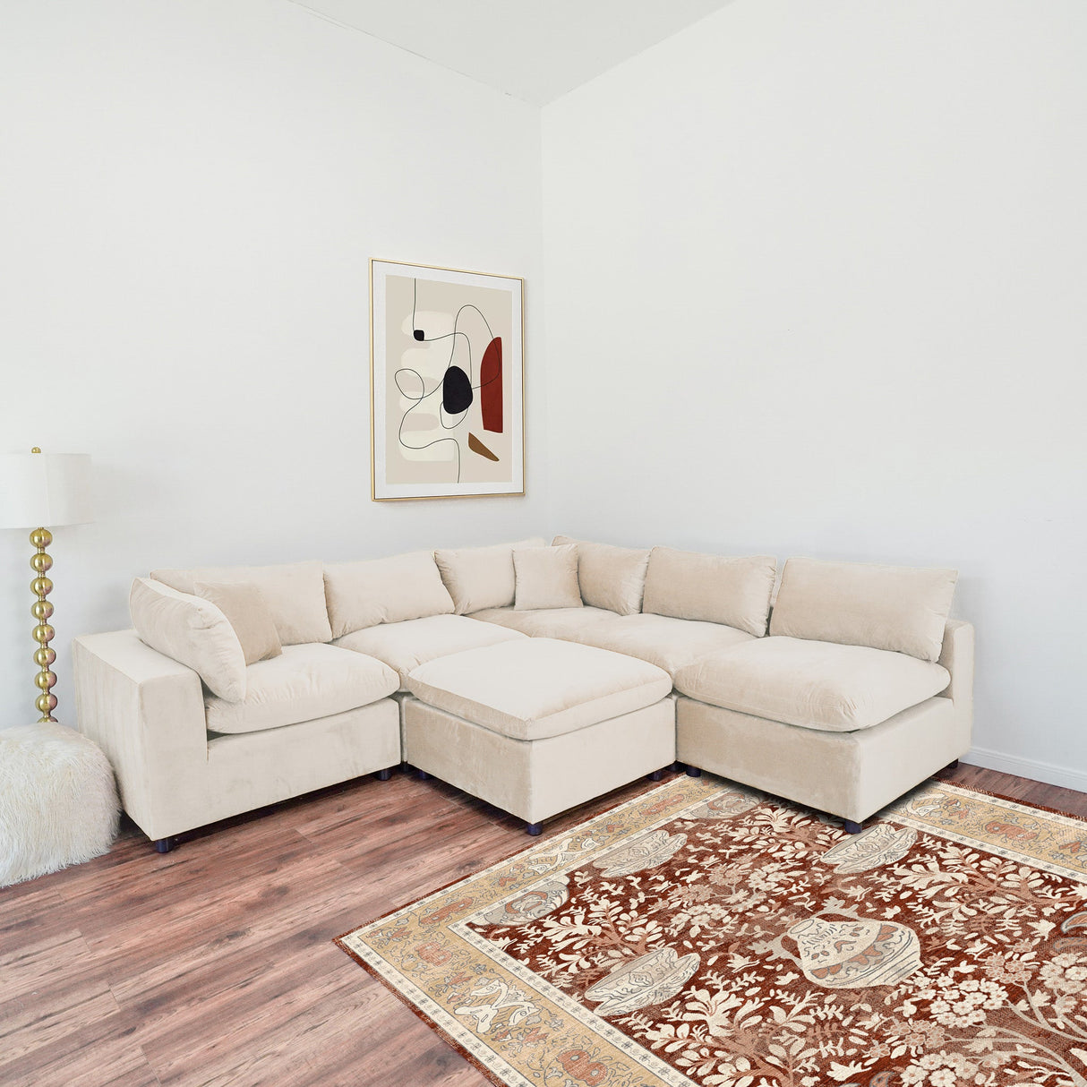 Hayward Ivory Velvet Modular Sectional Sofa by Ashcroft Furniture at Eve Furniture