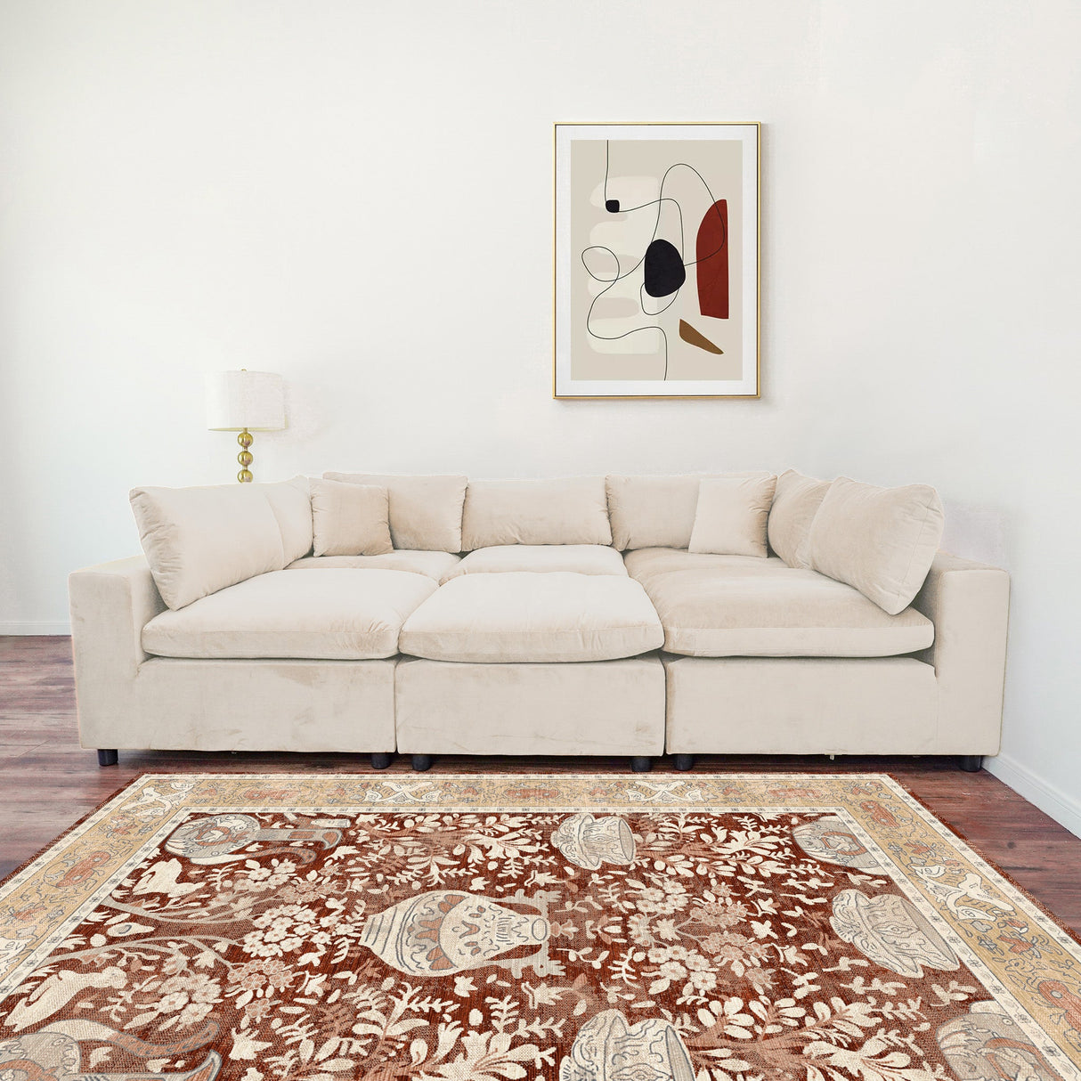 Hayward Ivory Velvet Modular Sectional Sofa by Ashcroft Furniture at Eve Furniture