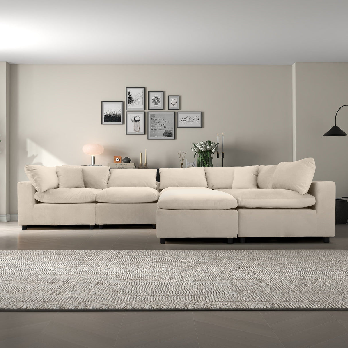 Hayward Ivory Velvet Modular Sectional Sofa by Ashcroft Imports at Eve Furniture