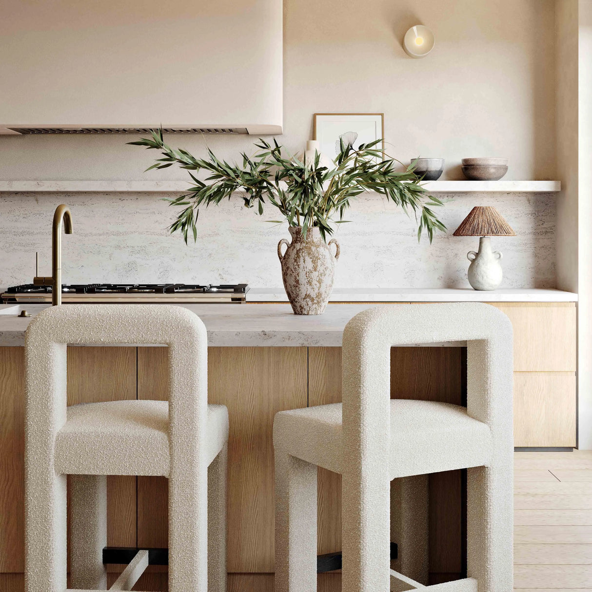 Hazel Boucle Counter Stool by TOV Furniture at Eve Furniture