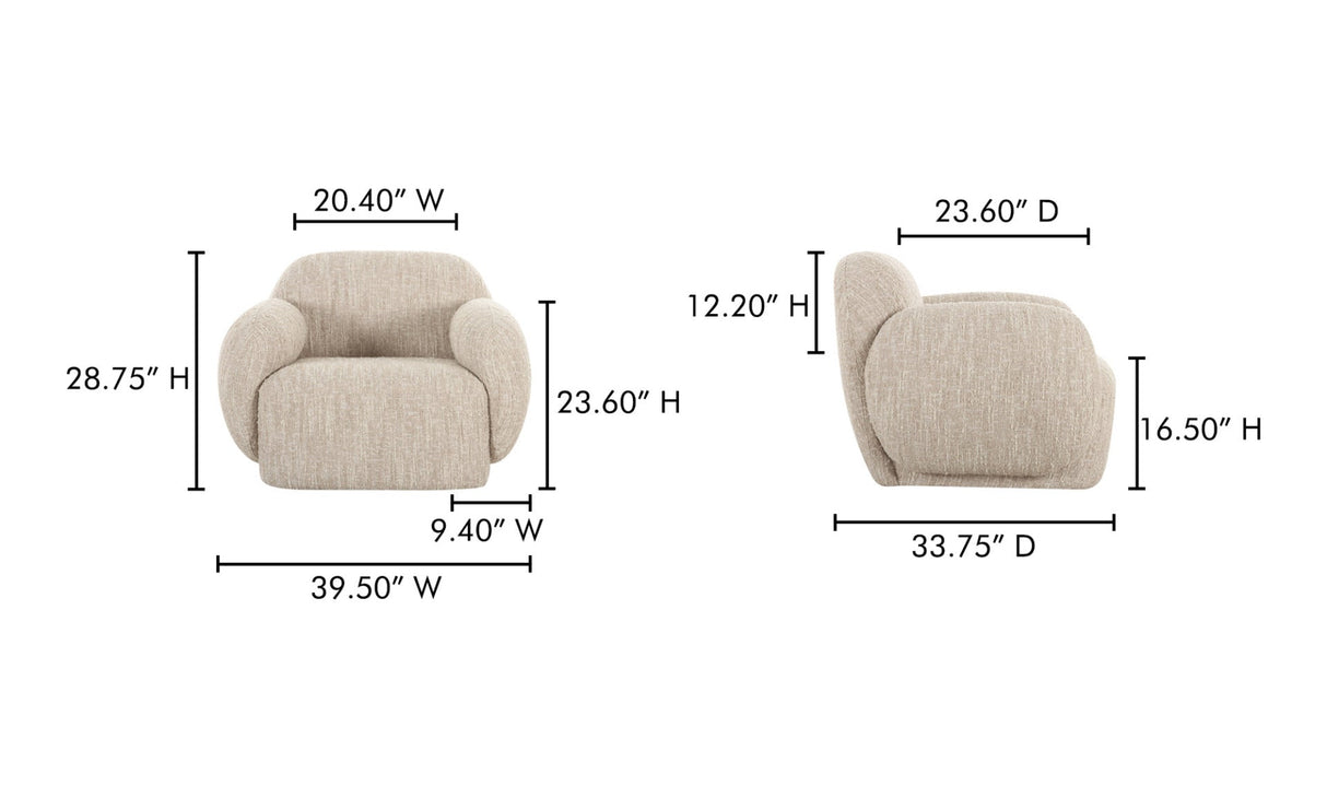 Hazel Lounge Chair Off White by Moe's Home at Eve Furniture
