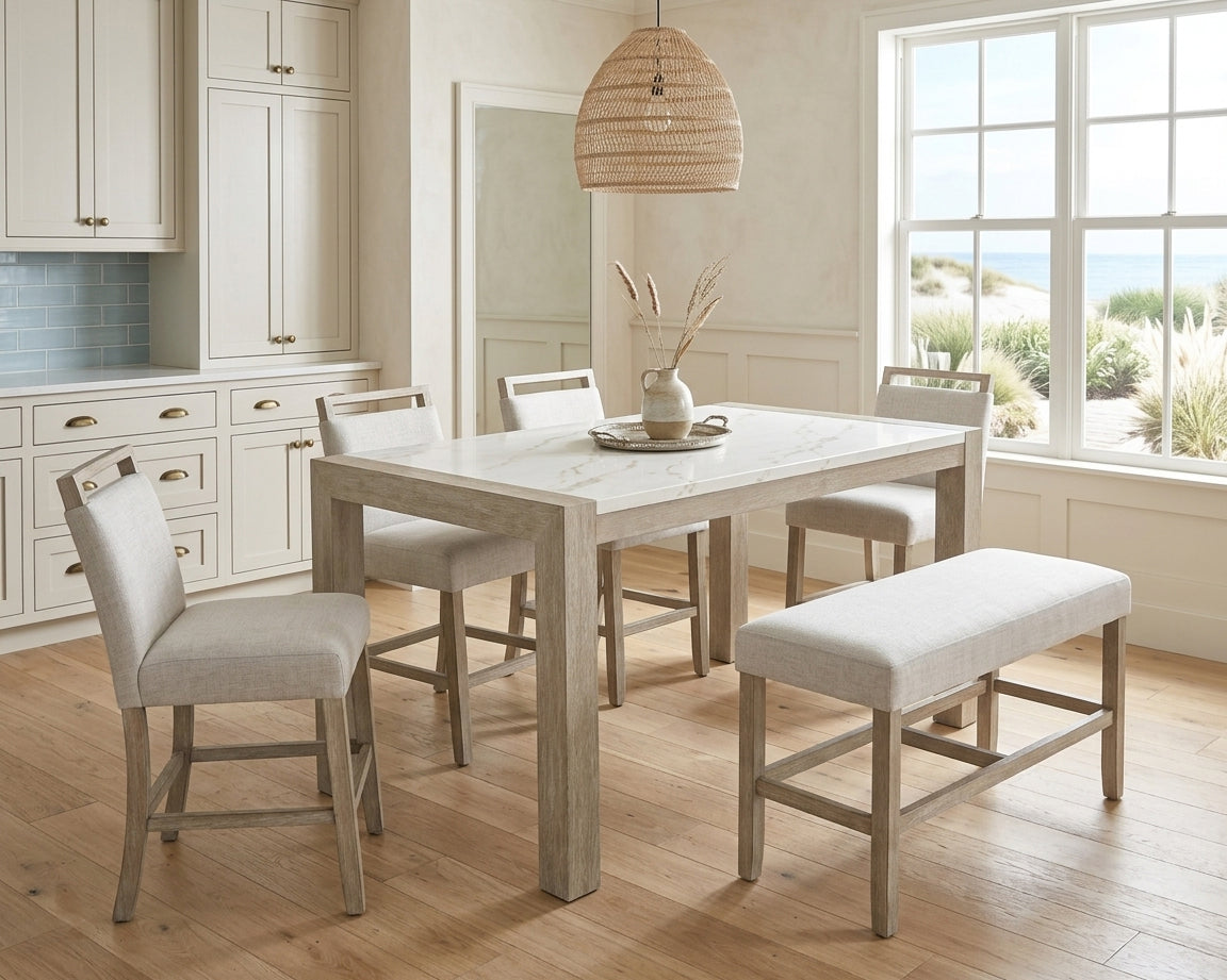 Hazel Neutral Counter Height Bench by Crown Mark at Eve Furniture