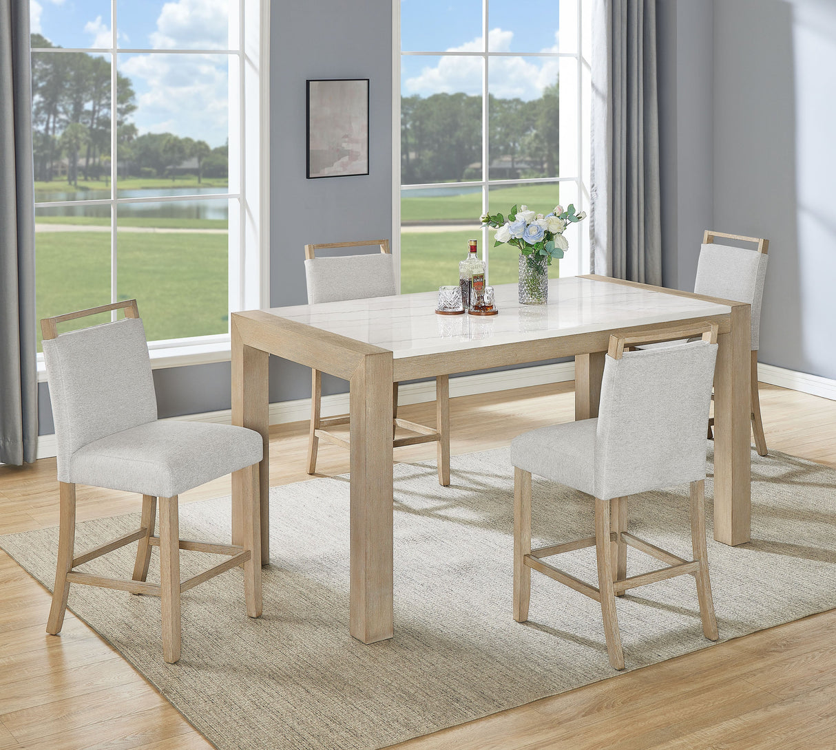Hazel Neutral Counter Height Chair, Set of 2 by Crown Mark at Eve Furniture
