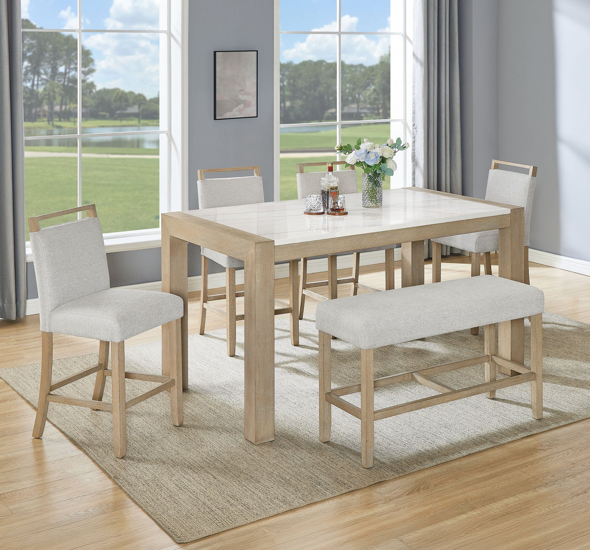 Hazel Neutral Counter Height Chair, Set of 2 by Crown Mark at Eve Furniture