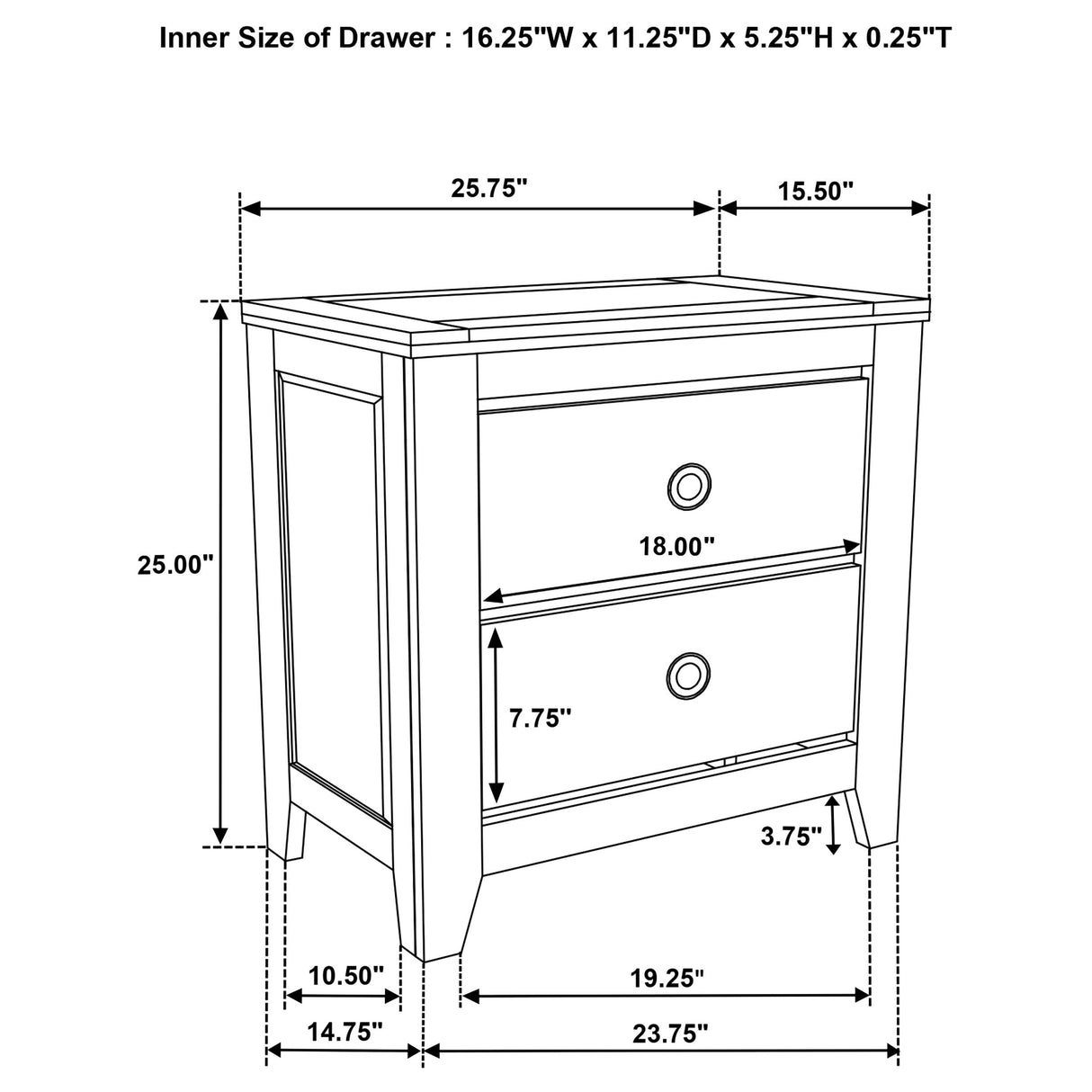 Hazlewood Vineyard Oak 2-drawer Nightstand Bedside Table by Coaster at Eve Furniture