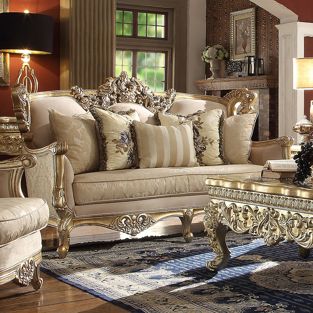 HD-04 Marbled Champagne Silver 3-Piece Living Room Set