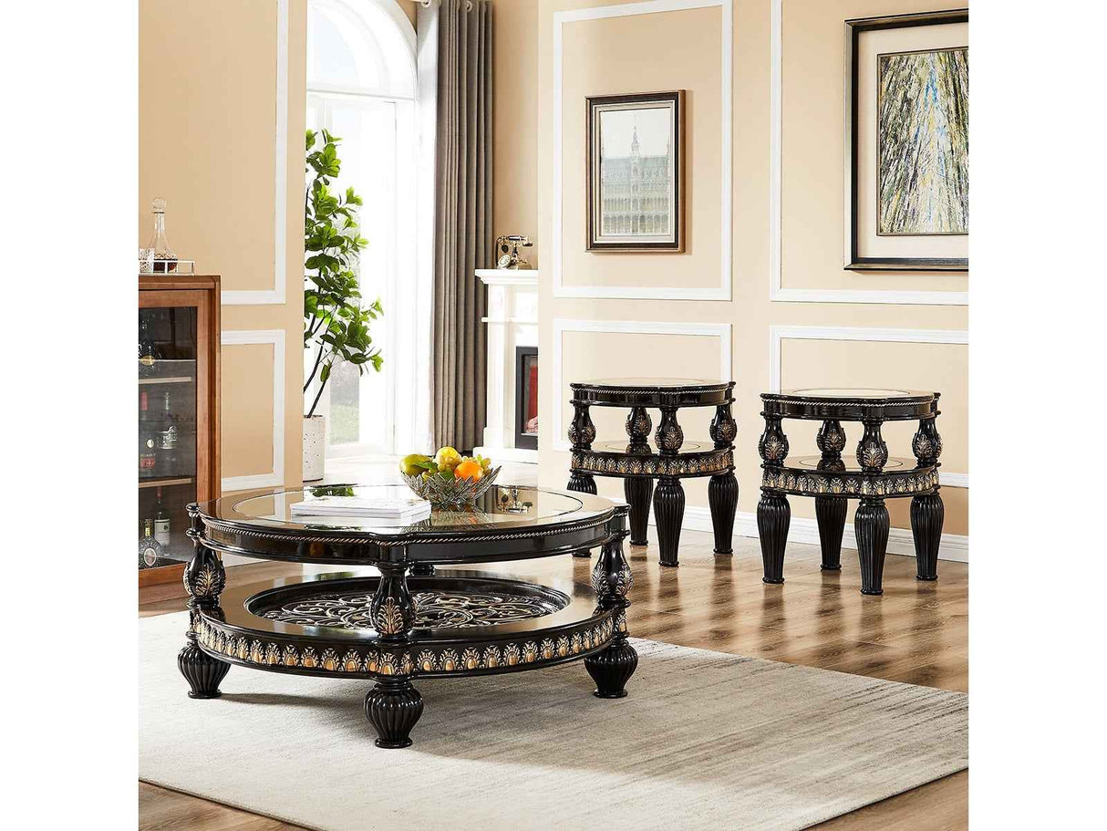 HD-1208 Black Enamel 3-Piece Coffee Table Set by Homey Design at Eve Furniture