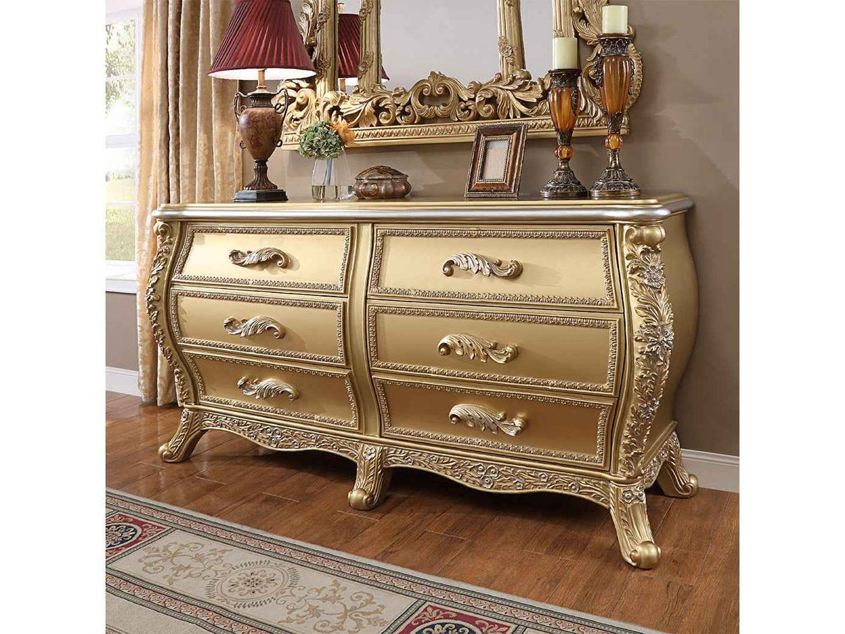 HD-1801 Bright Gold Dresser by Homey Design at Eve Furniture