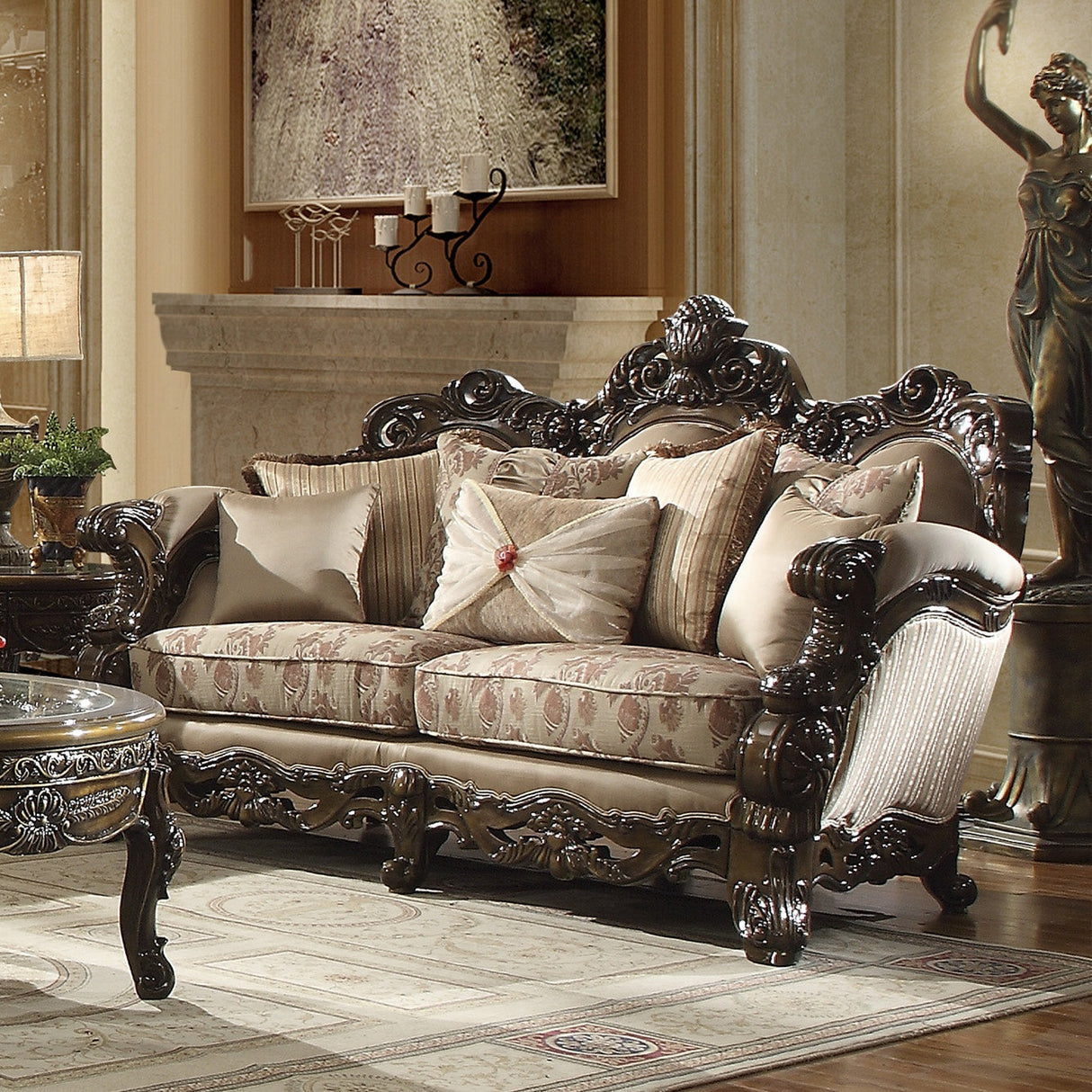 HD-2658 Metallic Antique Gold/Perfect Brown 3-Piece Living Room Set
