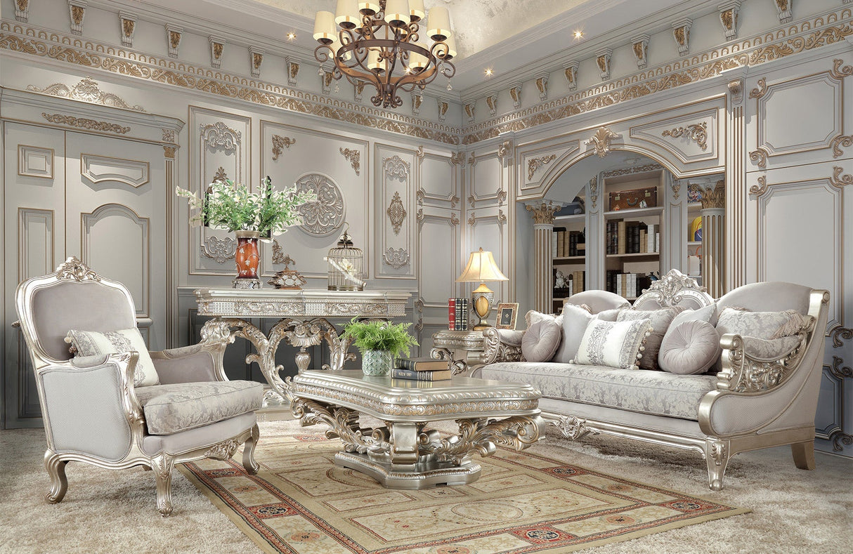 HD-2662 Metallic Silver 3-Piece Living Room Set