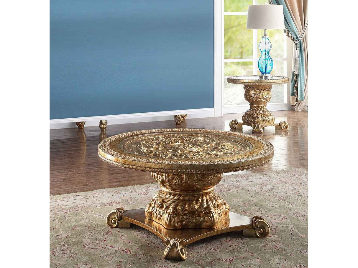 HD-328G Metallic Gold 3-Piece Coffee Table Set by Homey Design at Eve Furniture