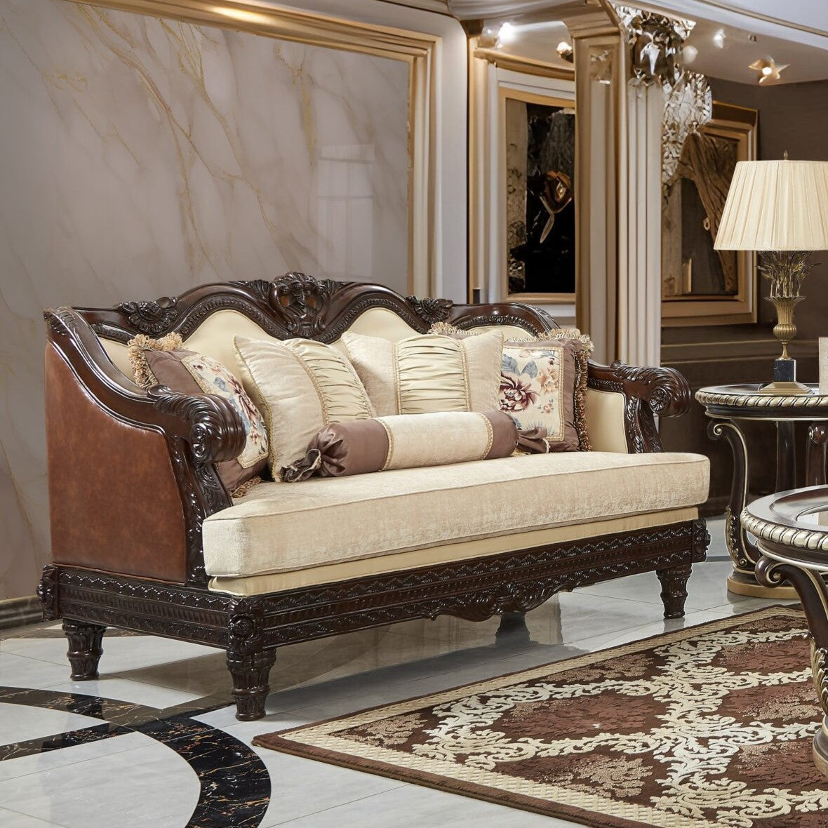 HD-386 Cherry Mahogany Loveseat by Homey Design at Eve Furniture