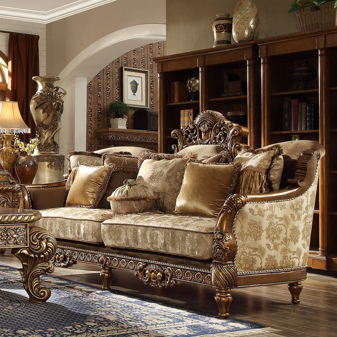 HD-610 Metallic Antique Gold 3-Piece Living Room Set