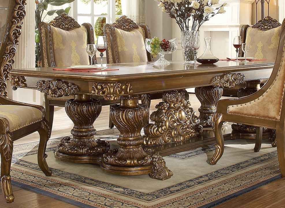 HD-8011 Antique Gold/Perfect Brown Dining Table by Homey Design at Eve Furniture