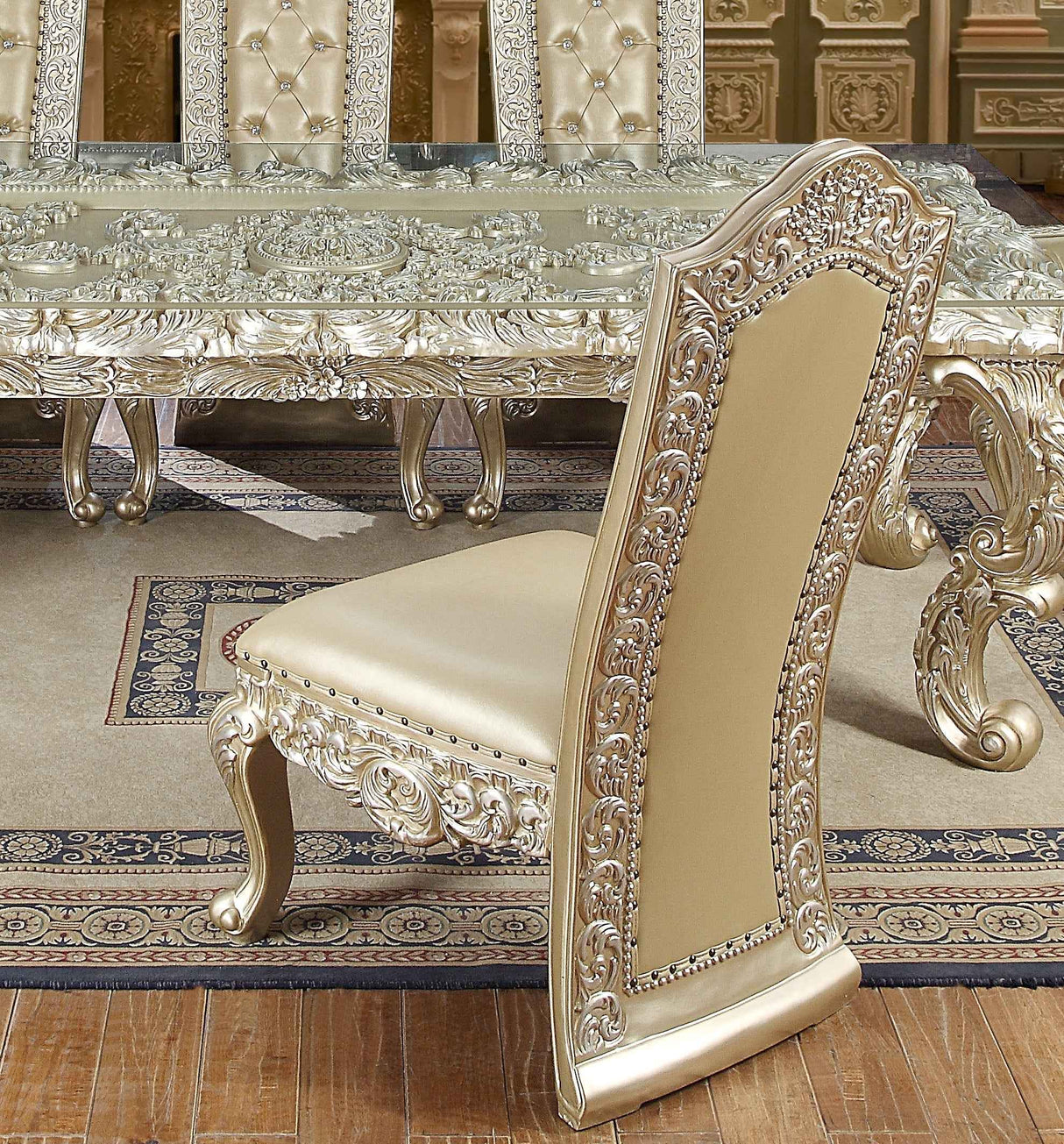 HD-8022 Champagne Gold 7-Piece Dining Room Set by Homey Design at Eve Furniture