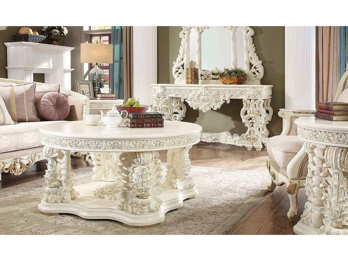 HD-8089 White Gloss 3-Piece Coffee Table Set by Homey Design at Eve Furniture
