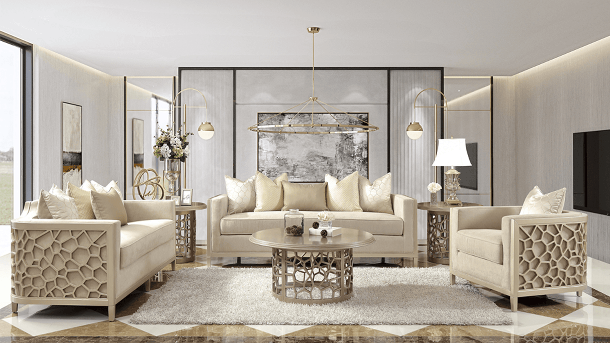 HD-8911 Champagne 3-Piece Living Room Set