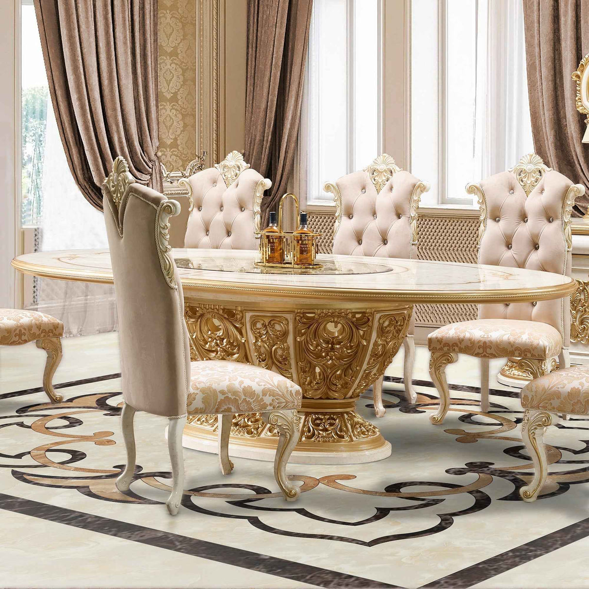 HD-903 Cream/Gold 7-Piece Dining Room Set by Homey Design at Eve Furniture