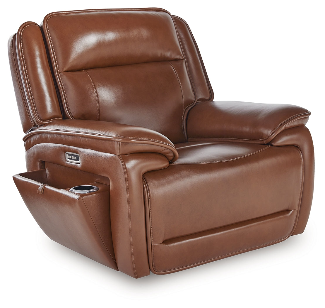 Healy Pier Chocolate Power Recliner by Ashley at Eve Furniture