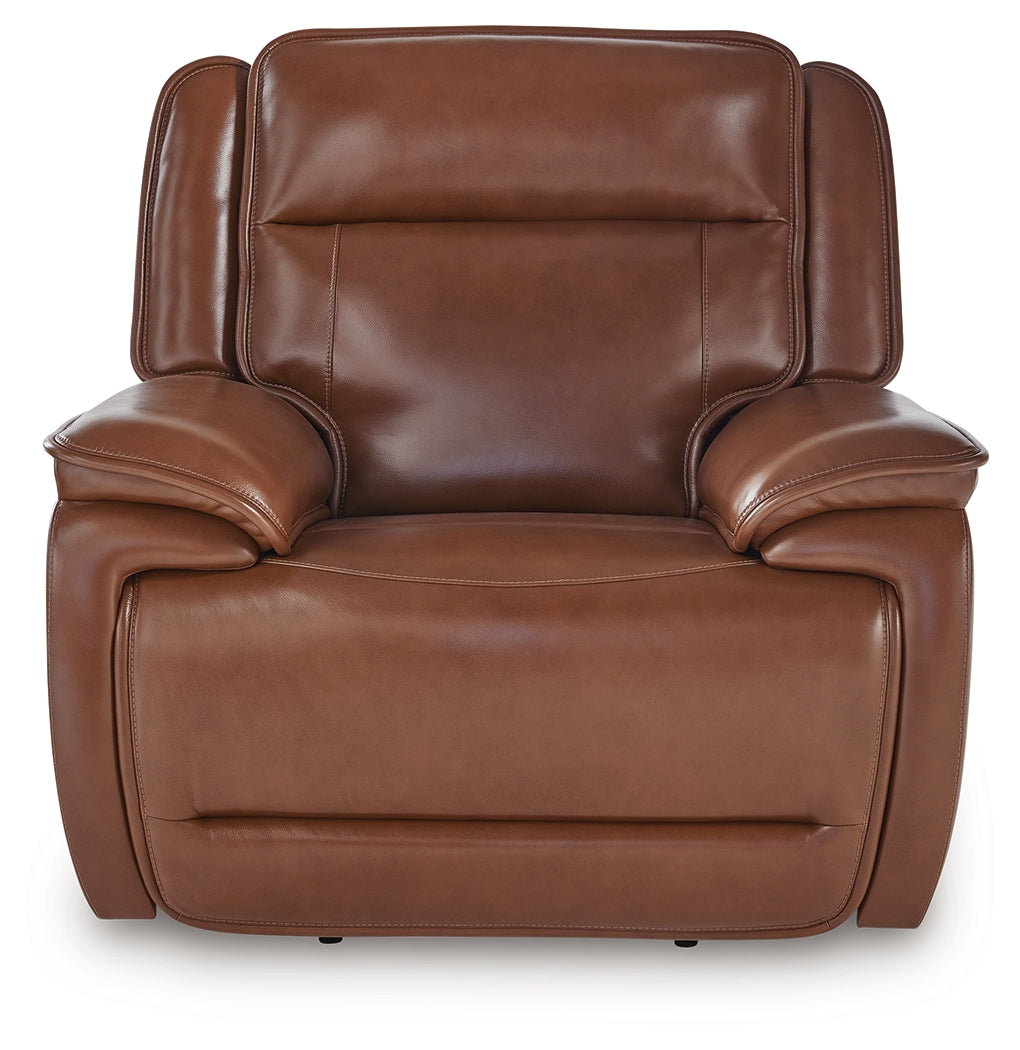 Healy Pier Chocolate Power Recliner by Ashley at Eve Furniture