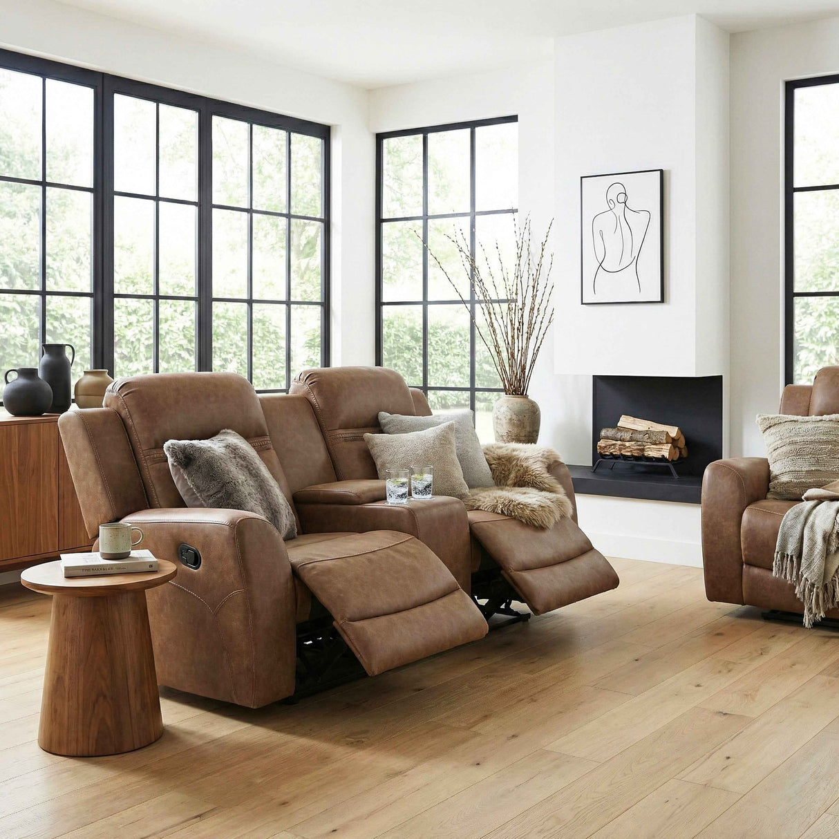 Hearth Brown Double Reclining Loveseat with Center Console by Homelegance at Eve Furniture