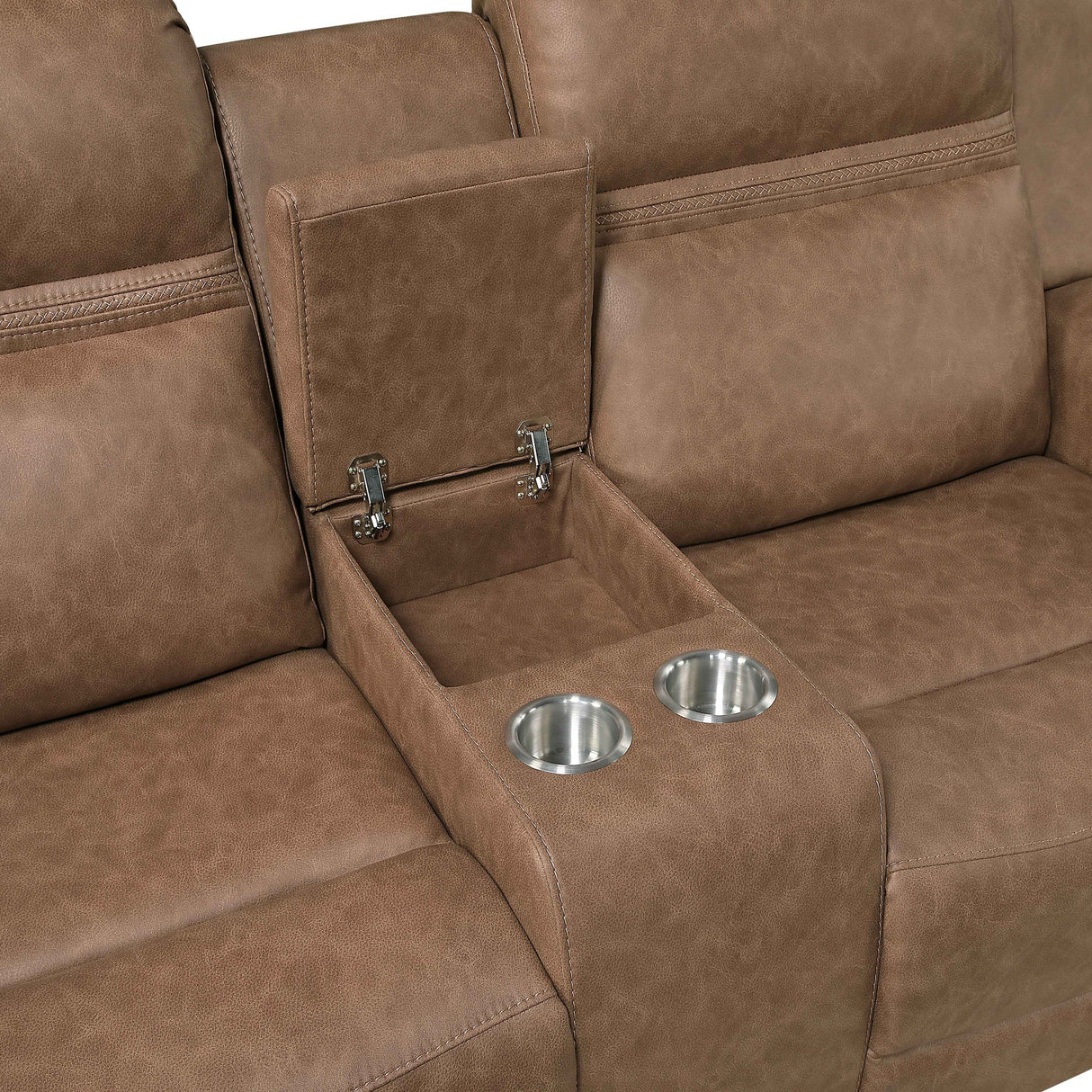 Hearth Brown Double Reclining Loveseat with Center Console by Homelegance at Eve Furniture