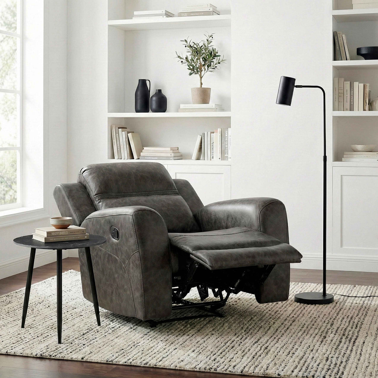 Hearth Charcoal Reclining Chair by Homelegance at Eve Furniture