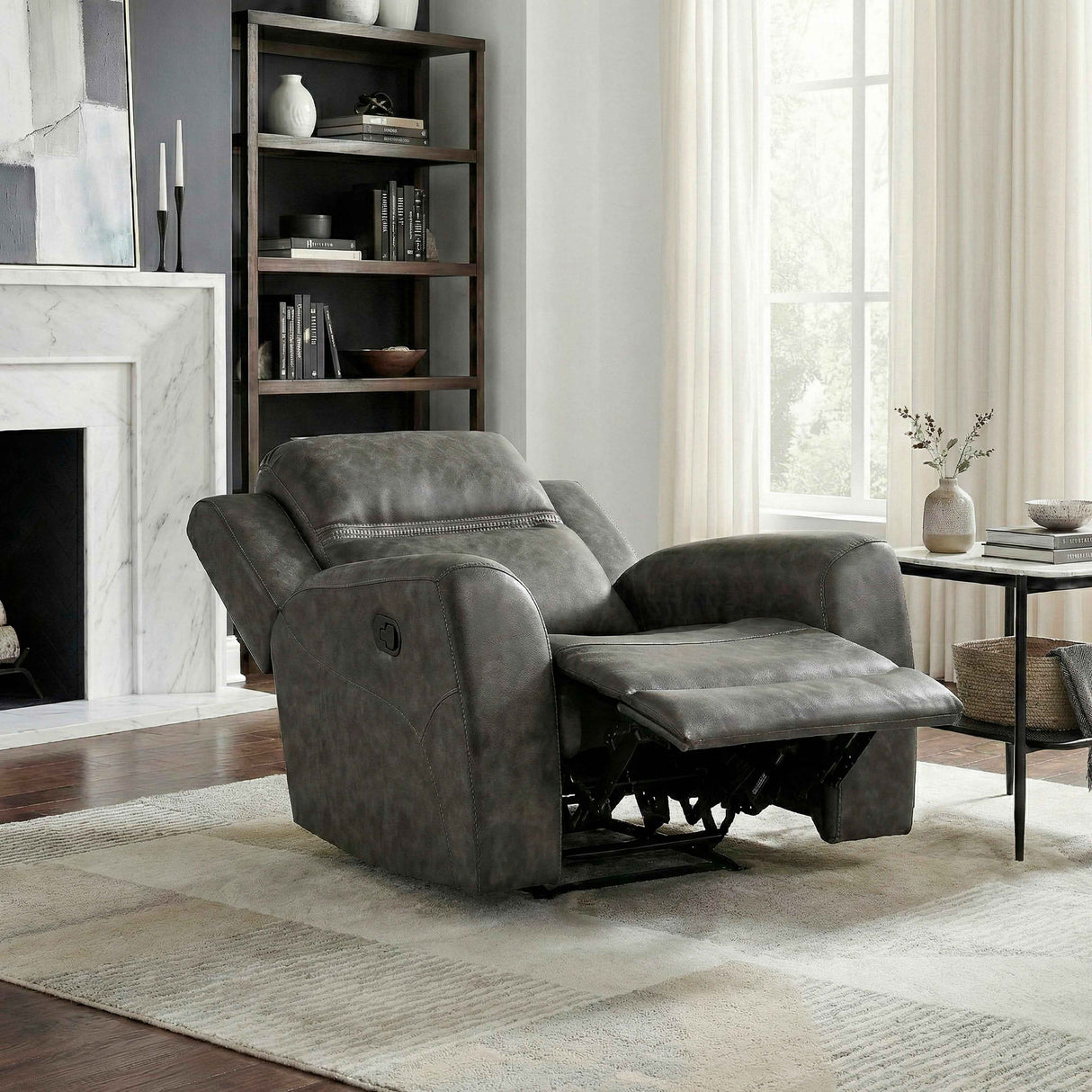 Hearth Charcoal Reclining Chair by Homelegance at Eve Furniture