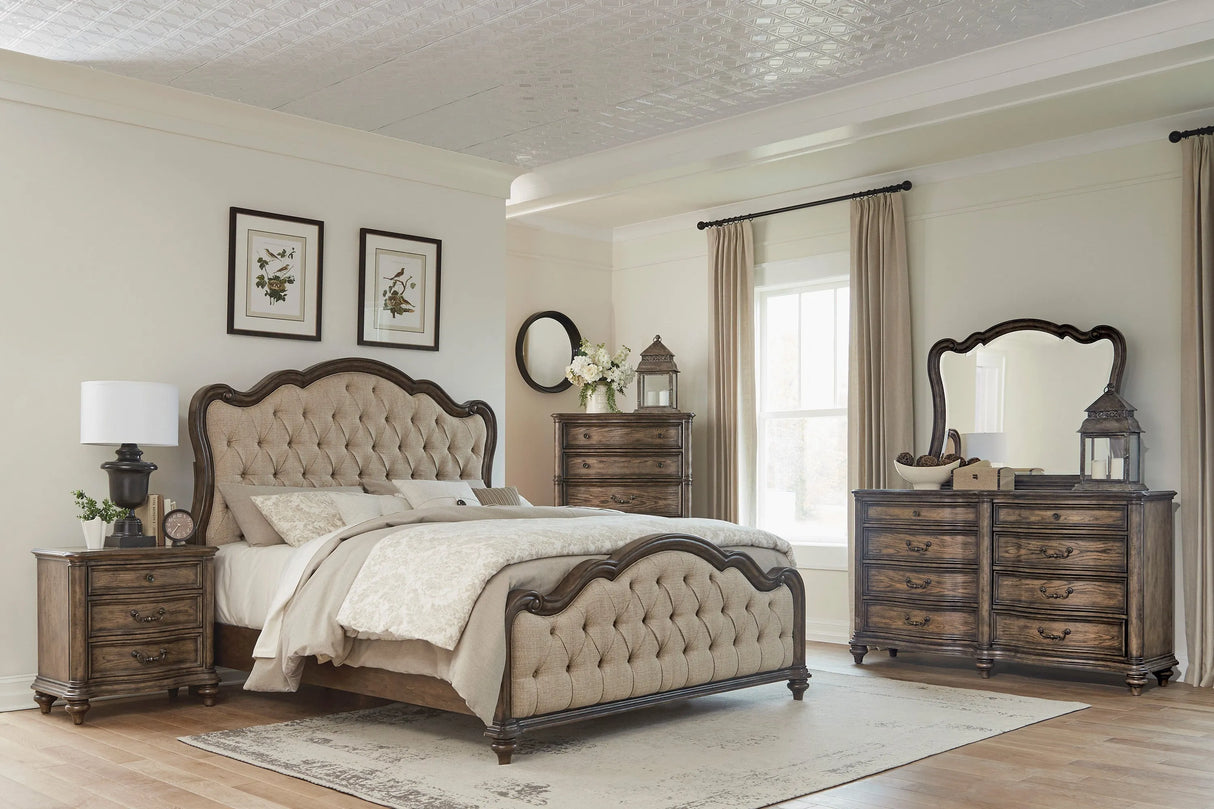 Heath Court Brown Oak King Panel Bed by Homelegance at Eve Furniture