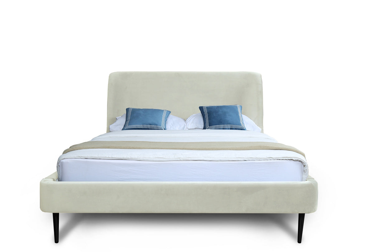 Heather Queen Bed in Cream and Black Legs by Manhattan Comfort at Eve Furniture