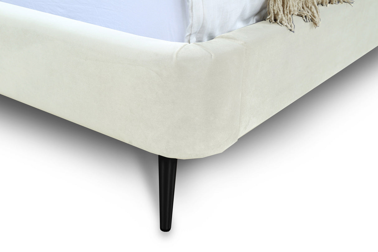 Heather Queen Bed in Cream and Black Legs by Manhattan Comfort at Eve Furniture