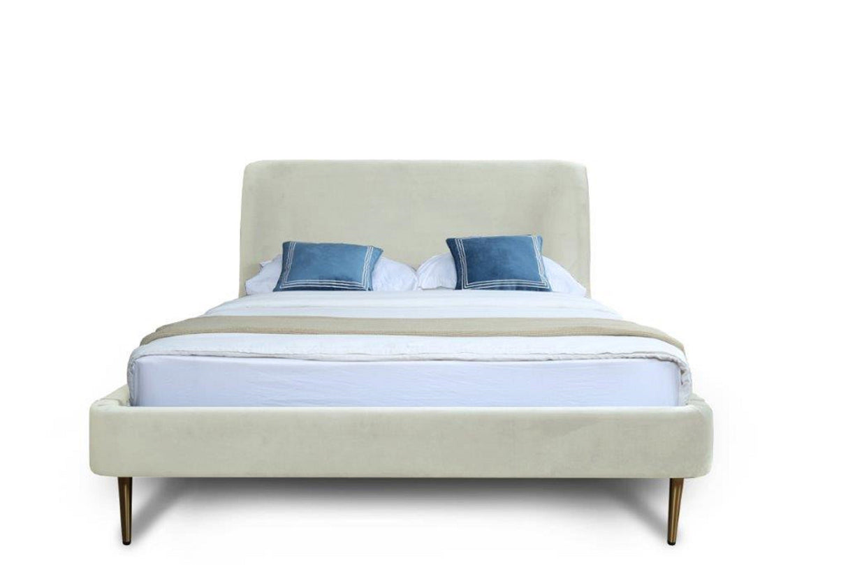 Heather Queen Bed in Cream by Manhattan Comfort at Eve Furniture