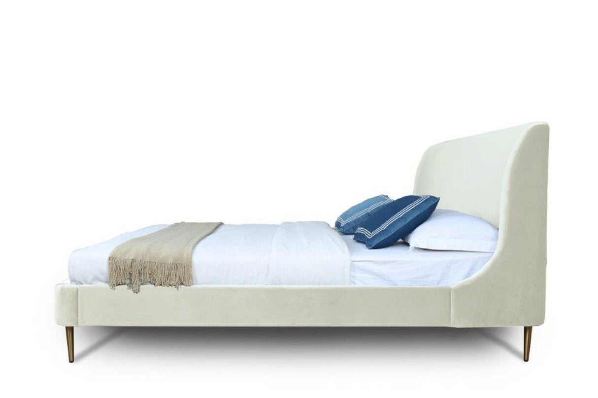 Heather Queen Bed in Cream by Manhattan Comfort at Eve Furniture