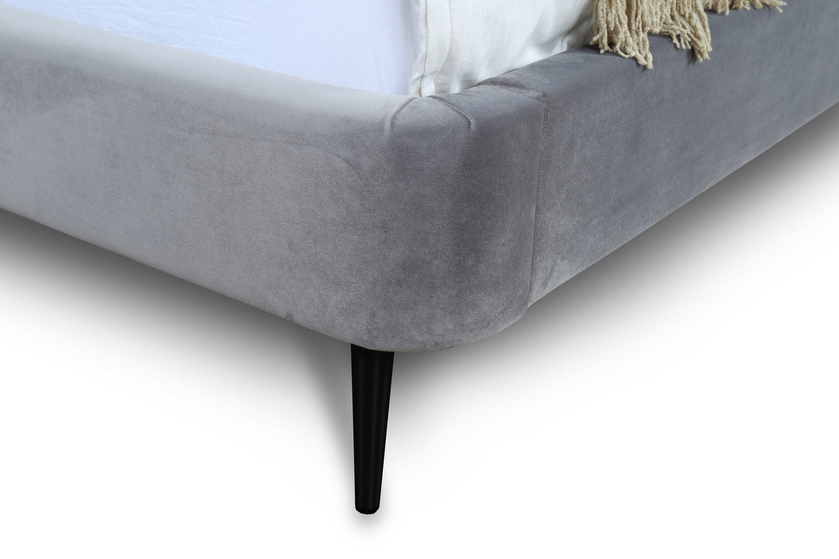 Heather Queen Bed in Grey and Black Legs by Manhattan Comfort at Eve Furniture
