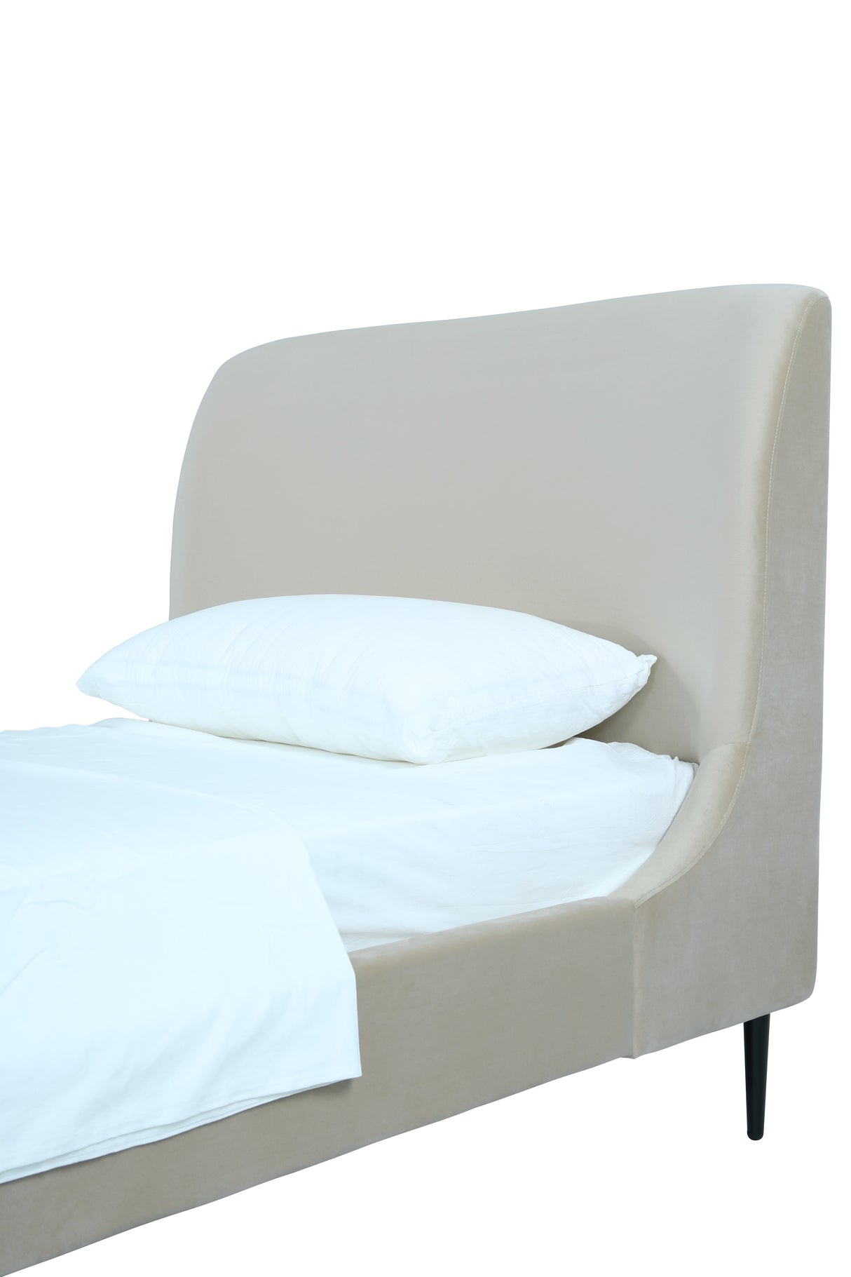 Heather Twin Bed in Cream with Black Legs by Manhattan Comfort at Eve Furniture