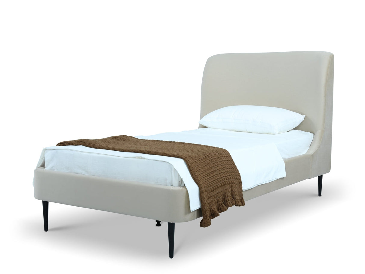 Heather Twin Bed in Cream with Black Legs by Manhattan Comfort at Eve Furniture