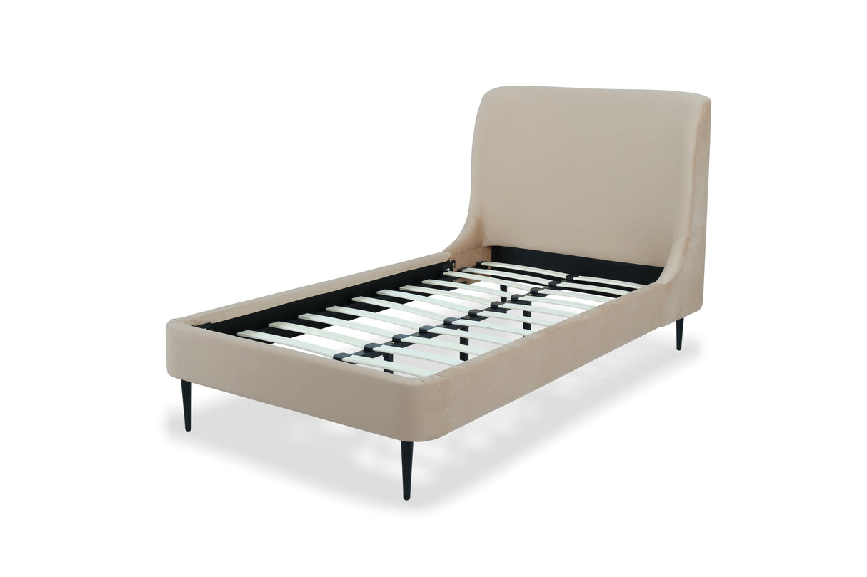 Heather Twin Bed in Taupe with Black Legs by Manhattan Comfort at Eve Furniture