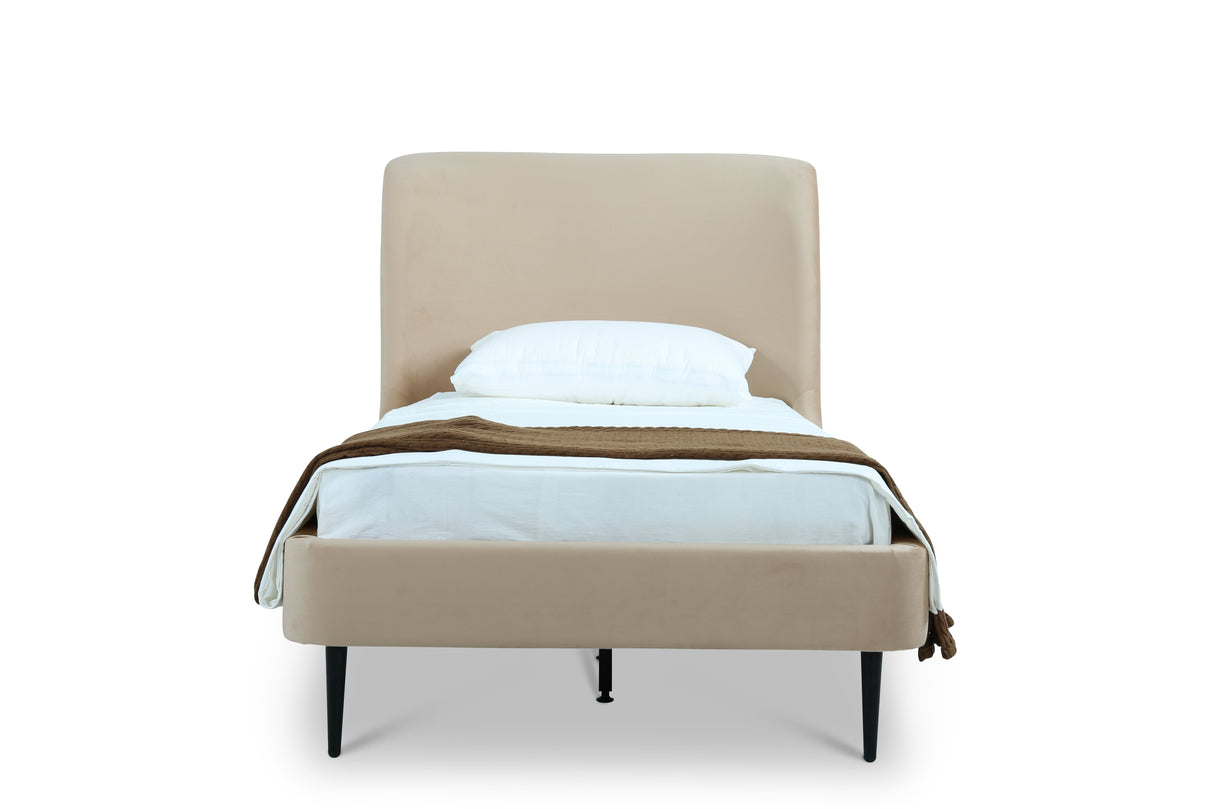 Heather Twin Bed in Taupe with Black Legs by Manhattan Comfort at Eve Furniture