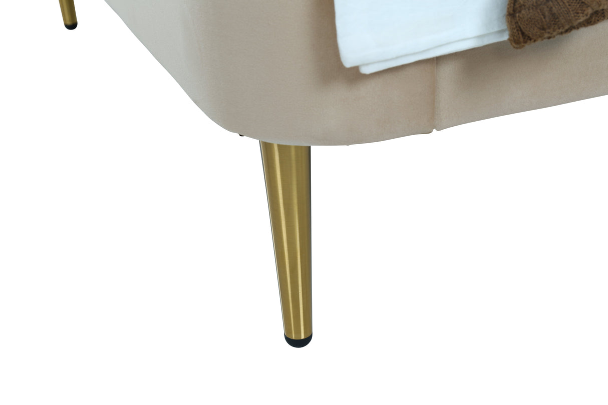 Heather Twin Bed in Taupe with Gold Legs by Manhattan Comfort at Eve Furniture