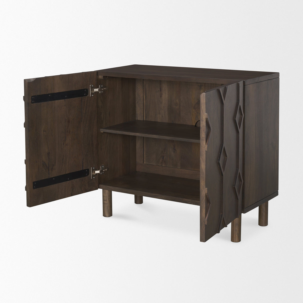 Heera Dark Brown Diamond Motif w/ Shelf Accent Cabinet by Mercana at Eve Furniture