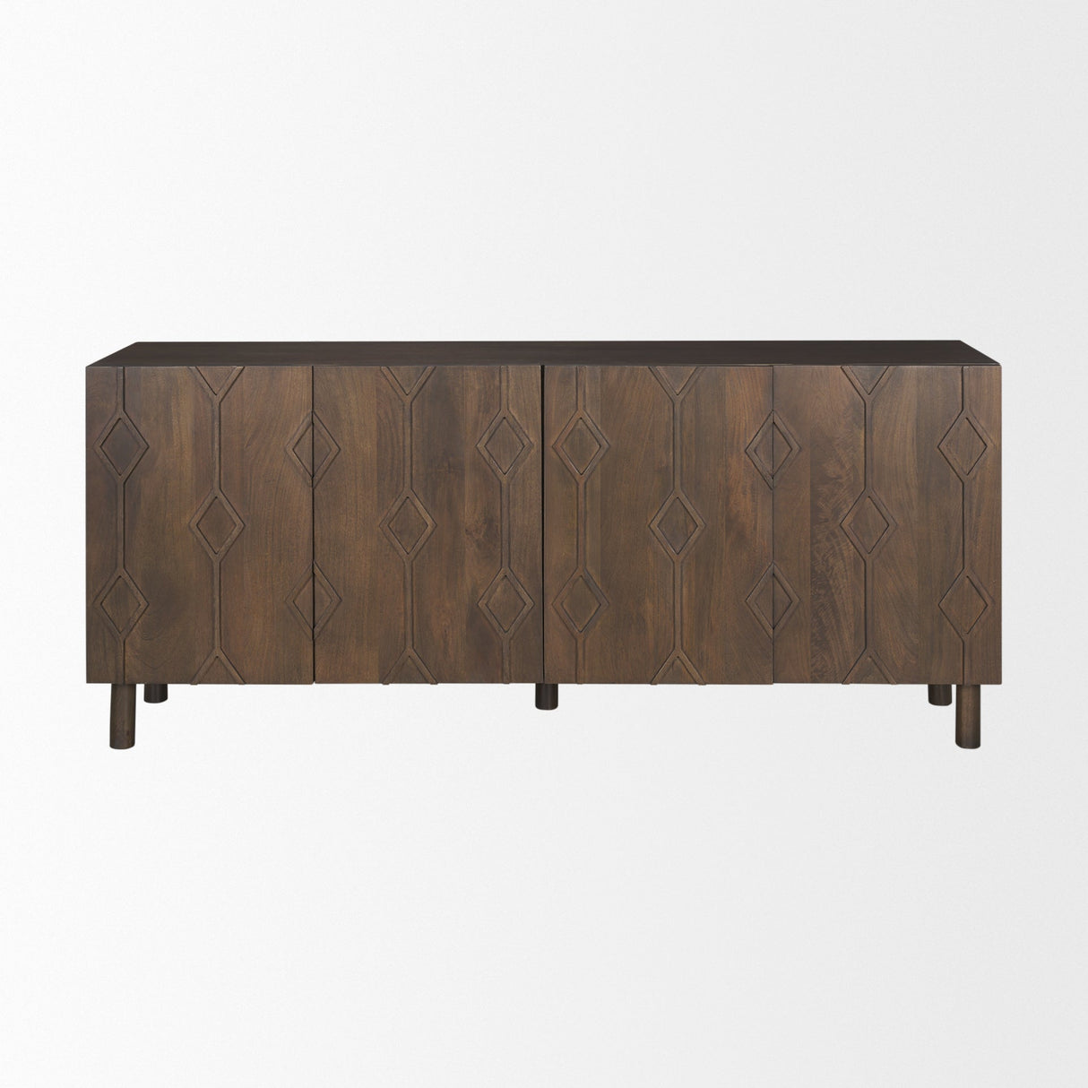 Heera Dark Brown Diamond Motif w/ Shelf Sideboard by Mercana at Eve Furniture