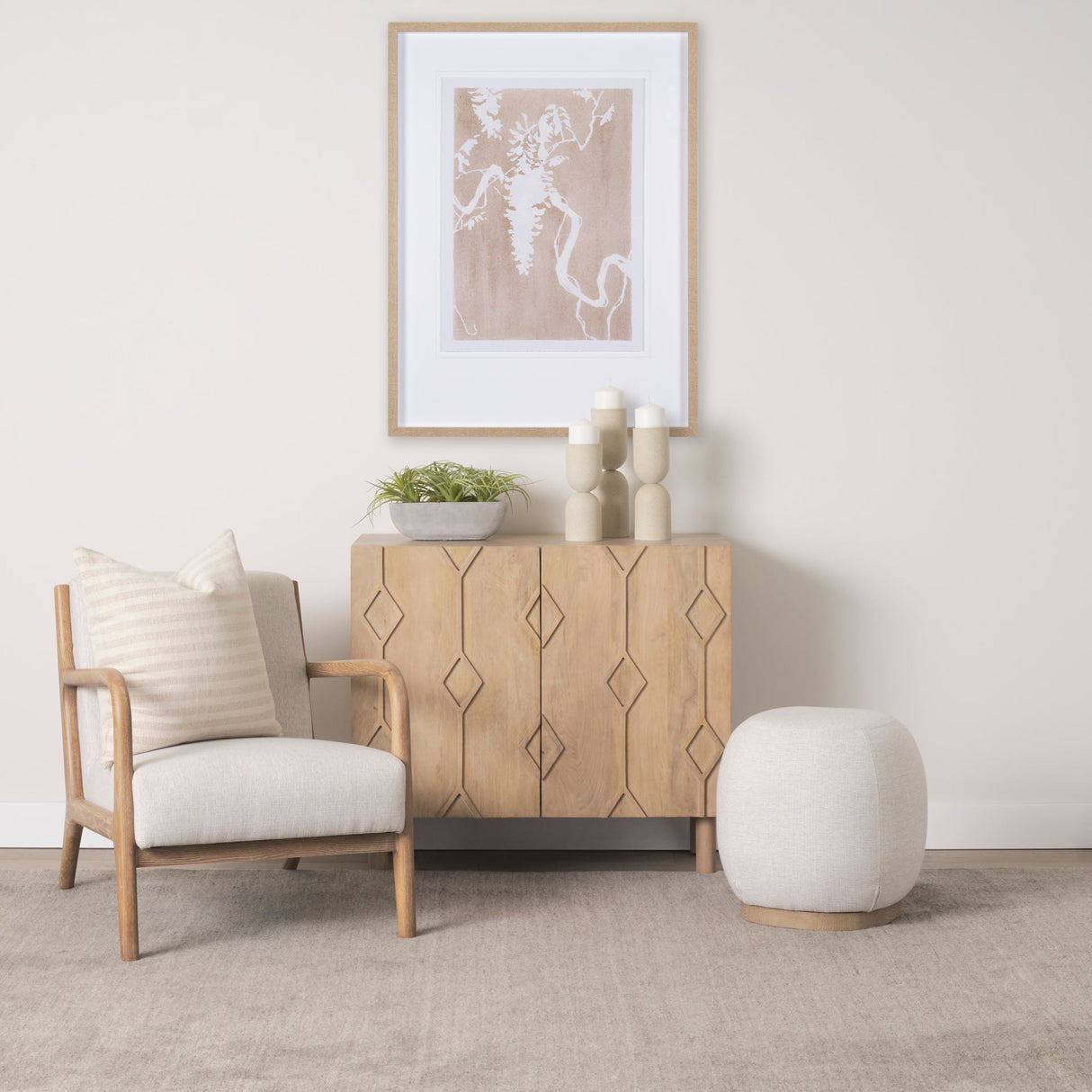 Heera Light Brown Diamond Motif w/ Shelf Accent Cabinet by Mercana at Eve Furniture
