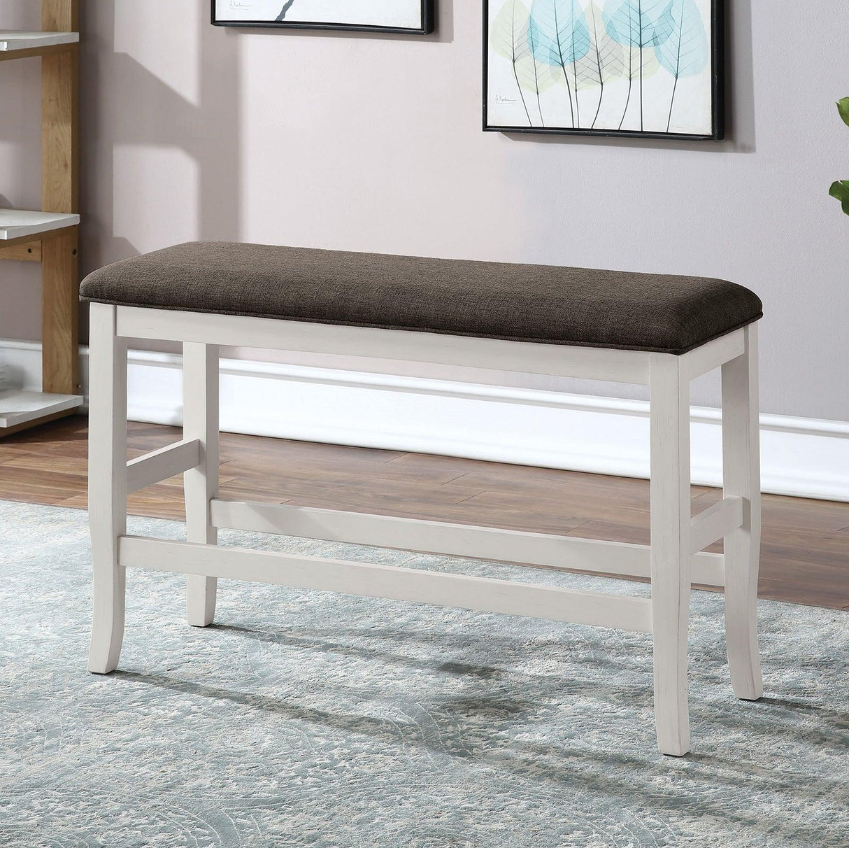 Heidelberg Off-White/Dark Gray Counter Ht. Bench by Furniture of America at Eve Furniture