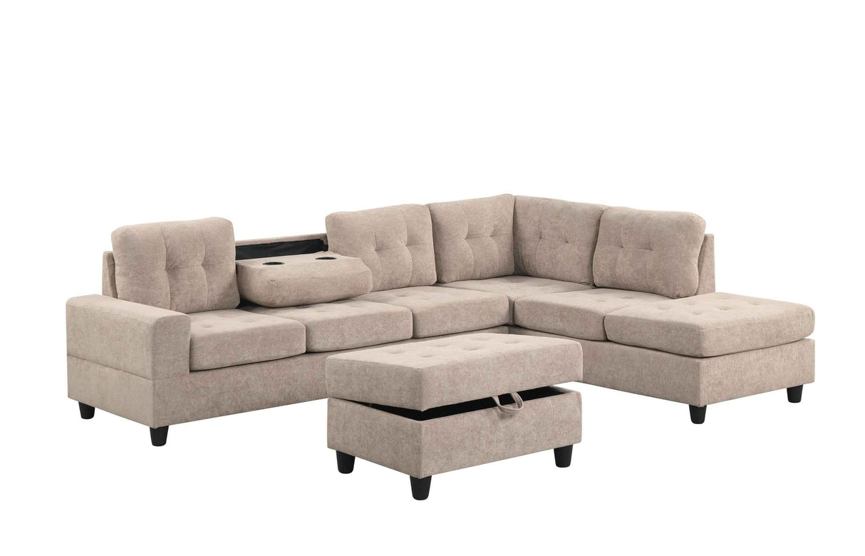 Heights Reversible Sectional & Storage Ottoman by Happy Homes at Eve Furniture