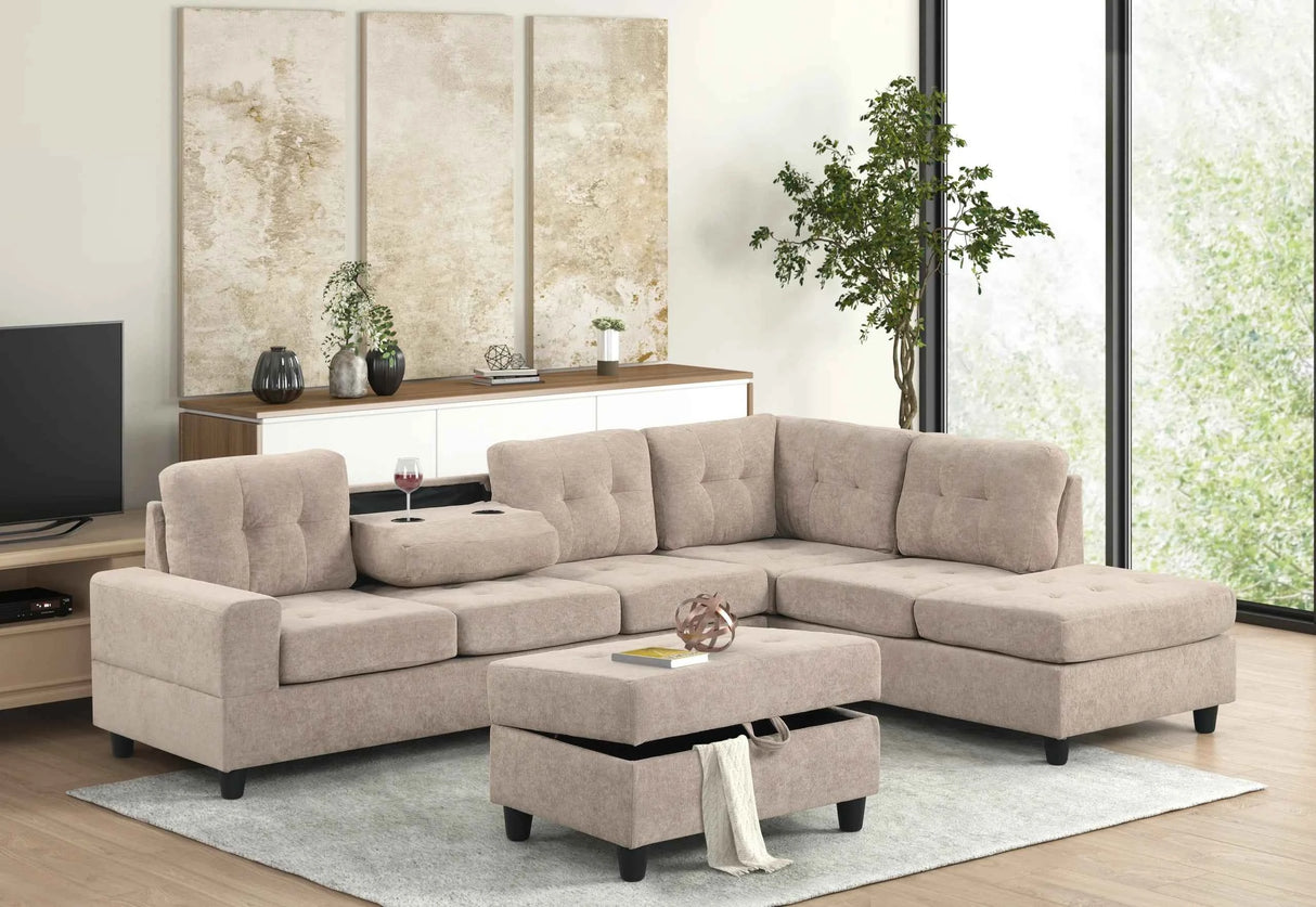 Heights Reversible Sectional & Storage Ottoman by Happy Homes at Eve Furniture