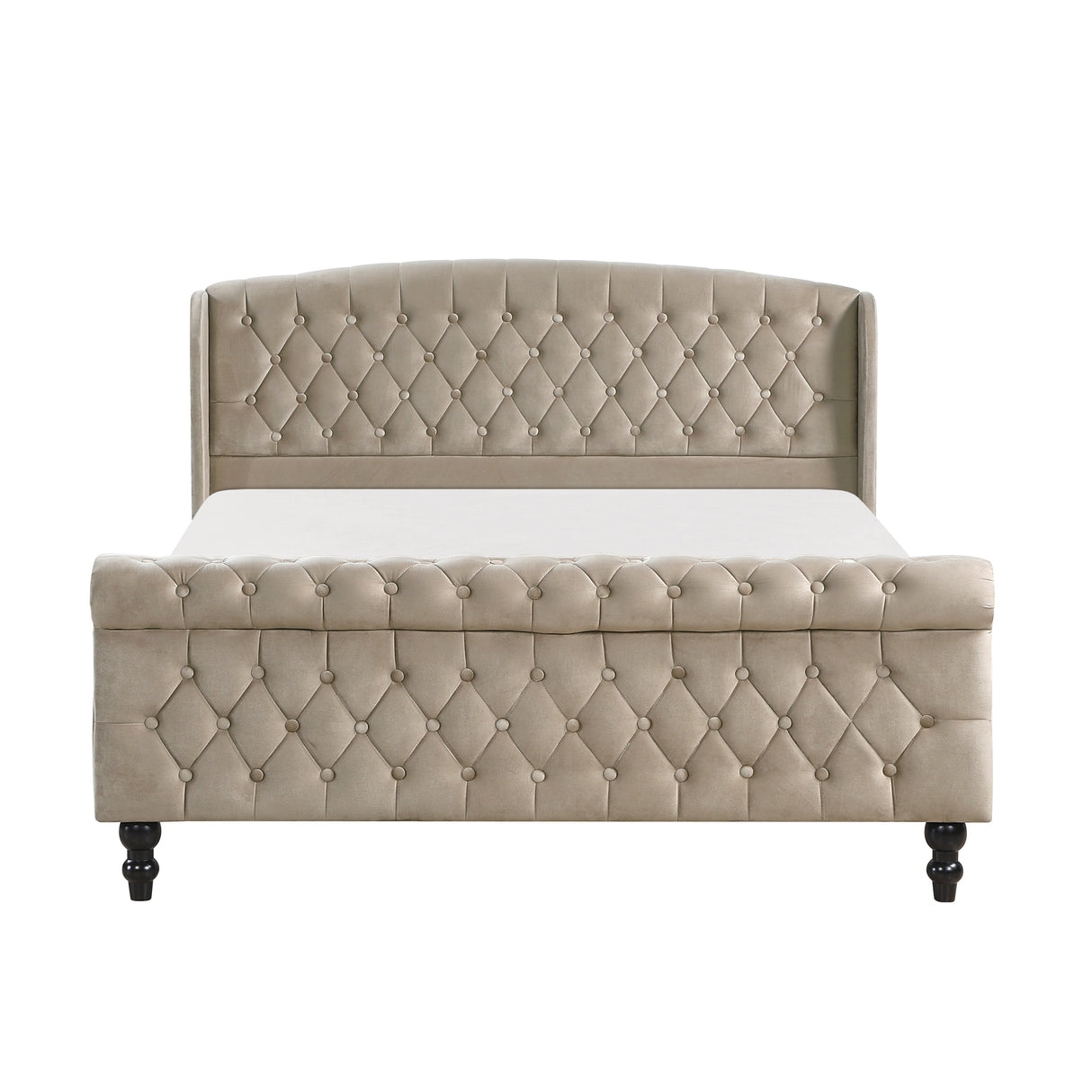 Heirloom Brown Upholstered Queen Platform Bed by Homelegance at Eve Furniture