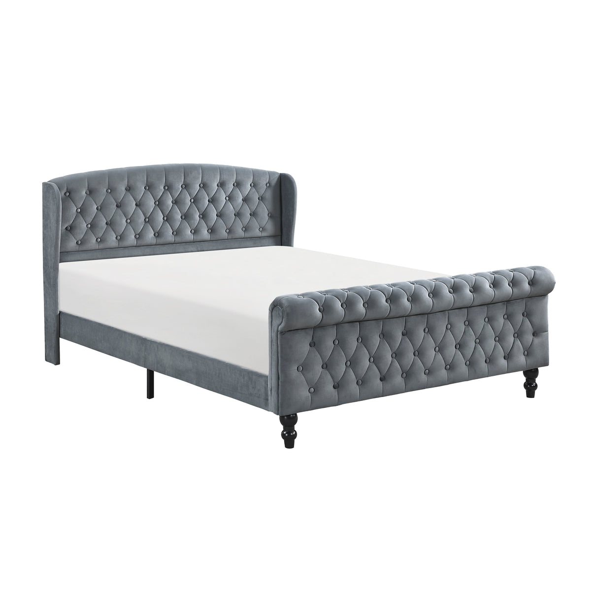Heirloom Gray Upholstered Queen Platform Bed by Homelegance at Eve Furniture