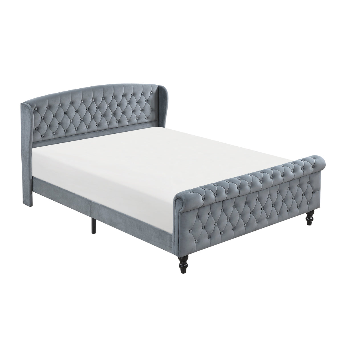 Heirloom Gray Upholstered Queen Platform Bed by Homelegance at Eve Furniture