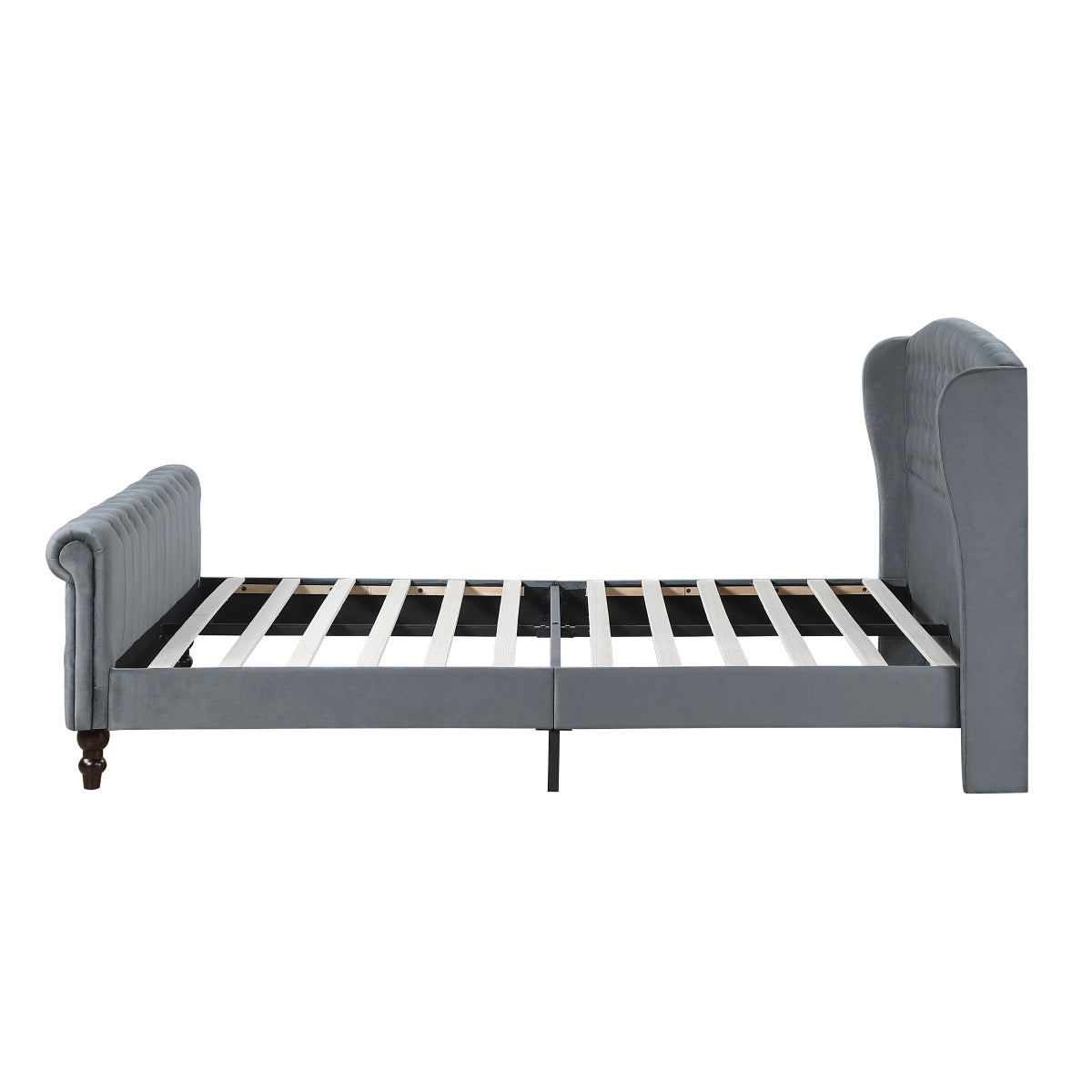 Heirloom Gray Upholstered Queen Platform Bed by Homelegance at Eve Furniture